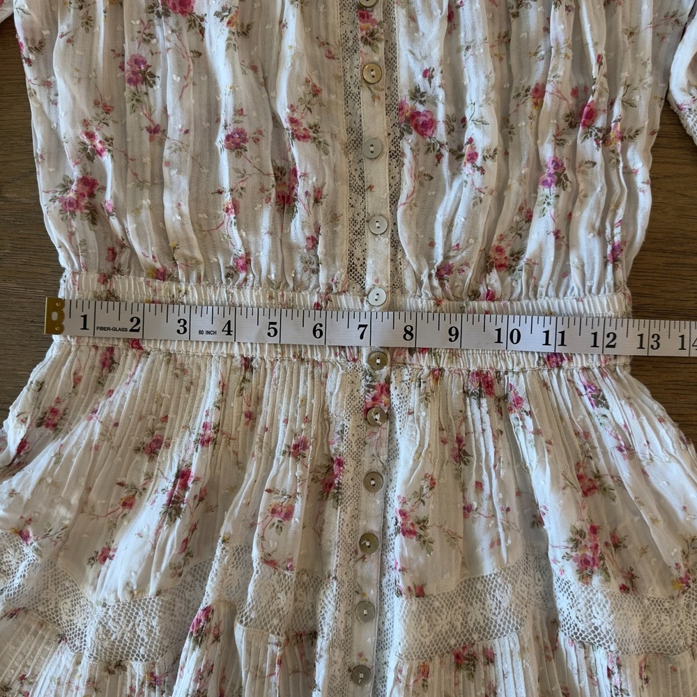 NEW Love Shack Fancy Calia Long Sleeve Mini Dress-Ivy Blush Floral-Womens Sze XS - Picture 12 of 16